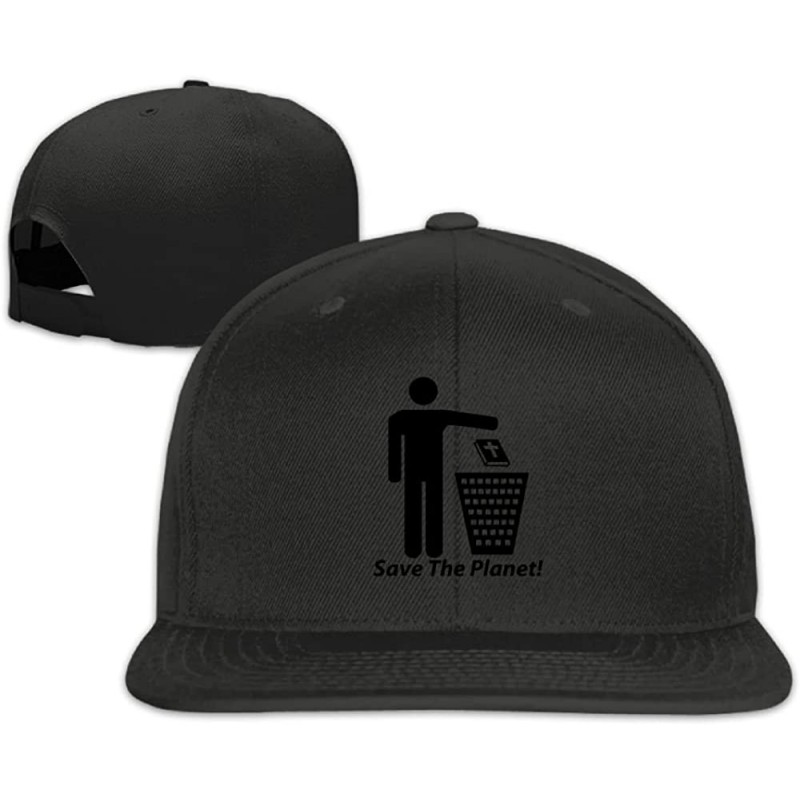 Skullies & Beanies Cap Save The Planet Funny Atheist Drawing - Black - CW1887O56EL $22.83