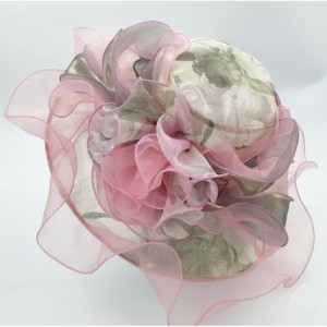 Sun Hats Kentucky Derby Hats for Womens Organza Fascinator British Tea Party Wedding Dress Cap Mysterious UPF 50+ - Pink - CG...