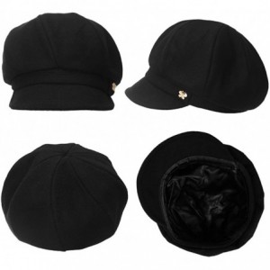 Newsboy Caps Fashion Newsboy Cap Womens Fisherman Greek Hat Satin Lined Winter Fall 55-60CM - 89099_black - CL186KGTDQ9 $10.97