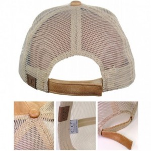 Baseball Caps Unisex Distressed PU Leather Vintage Mesh Back Adjustable Baseball Cap Hat - Camel - CM12NWB7TOE $10.18