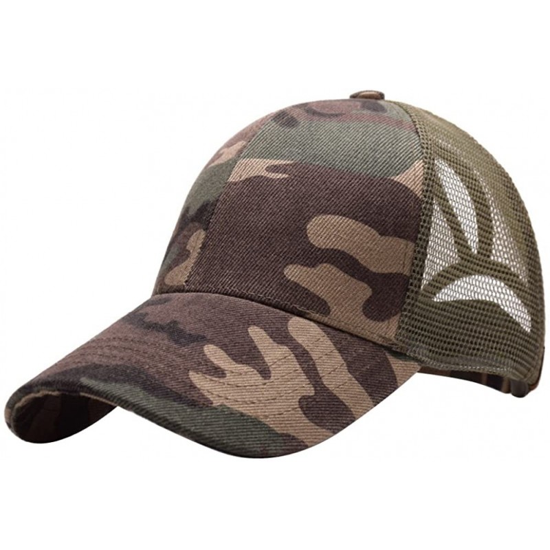 Baseball Caps Women Messy Bun Ponytail Mesh Baseball Cap Summer Snapback Hat - Camouflage - C918DZRUXDW $12.12