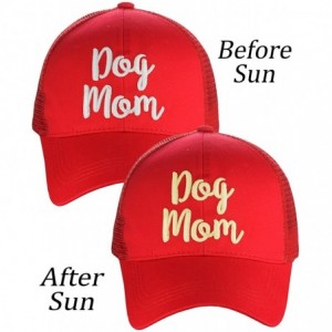 Baseball Caps Ponycap Color Changing 3D Embroidered Quote Adjustable Trucker Baseball Cap - Dog Mom- Red - CJ18D8UUW86 $10.73