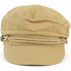 Newsboy Caps Cotton Herringbone Texture Newsboy Greek Fisherman Hat - Tan - CJ18GDX3C74 $22.73