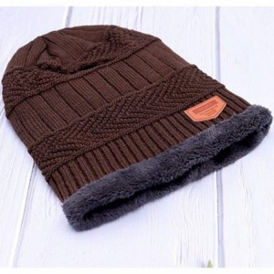 Skullies & Beanies Men's Women Beanie Winter Hat Scarf Set Warm Knit Hat Thick Outdoors Ski Beanies Hat for Winter - Brown - ...