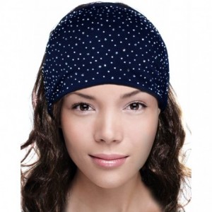 Cold Weather Headbands Sparkling Rhinestone and Dots Wide Elastic Headband - Blue - CC11CMTEWBR $10.50