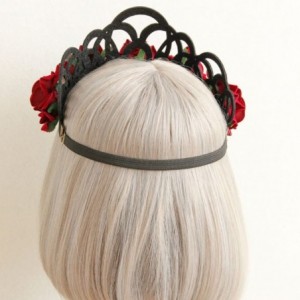 Headbands Red Rose Flower Headbands Queen Crown Tiara Headwreath Halloween Party Gothic Punk Hairbands - CI12NR34RGN $11.41