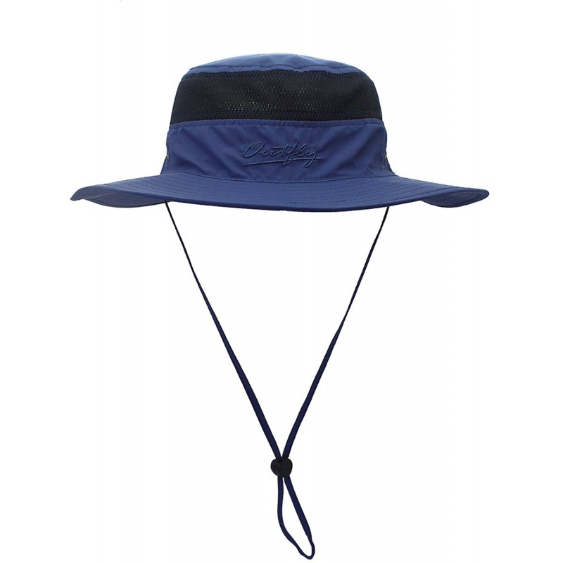 Sun Hats Outdoor Waterproof Boonie Hat Wide Brim Breathable Hunting Fishing Safari Sun Hat Unisex - Navy Blue - C818Q6Q3LWY $...