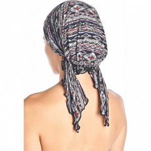 Skullies & Beanies Pre Tied Bandana Turban Chemo Head Scarf Sleep Hair Cover Hat - Black Red Fair Isle - CH1863AH99M $12.75