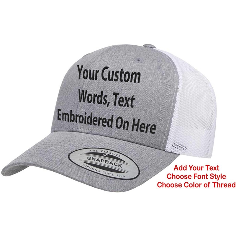 Baseball Caps Custom Trucker Hat Yupoong 6606 Embroidered Your Own Text Curved Bill Snapback - Heather/White - CC18NHAXU0L $3...