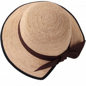 Sun Hats Womens UPF 50+ Wide Brim Panama Straw Hat Foldable Fedora Beach Sun Hat - Coffee(0108) - CY18QIY6WZH $12.92