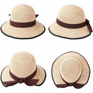 Sun Hats Womens UPF 50+ Wide Brim Panama Straw Hat Foldable Fedora Beach Sun Hat - Coffee(0108) - CY18QIY6WZH $12.92