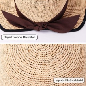 Sun Hats Womens UPF 50+ Wide Brim Panama Straw Hat Foldable Fedora Beach Sun Hat - Coffee(0108) - CY18QIY6WZH $12.92