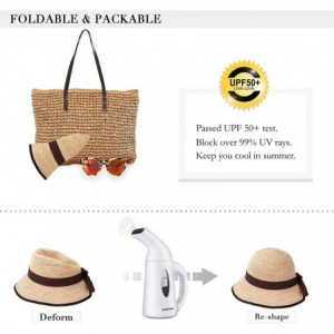 Sun Hats Womens UPF 50+ Wide Brim Panama Straw Hat Foldable Fedora Beach Sun Hat - Coffee(0108) - CY18QIY6WZH $12.92