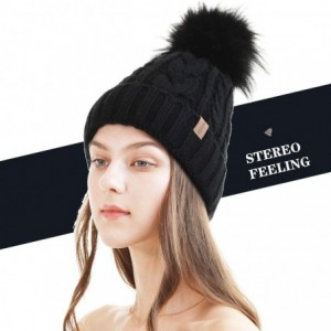 Skullies & Beanies Women Winter Pompom Beanie Hat with Warm Fleece Lined- Thick Slouchy Snow Knit Skull Ski Cap - 1 Black12 -...