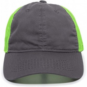 Baseball Caps Garment Washed Meshback Cap - Charcoal/Neon Green - CS182HLK4A9 $14.95