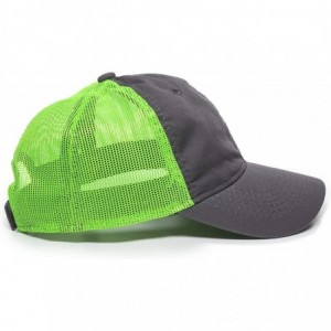 Baseball Caps Garment Washed Meshback Cap - Charcoal/Neon Green - CS182HLK4A9 $14.95