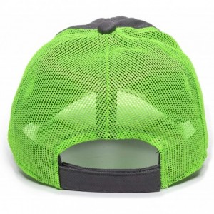 Baseball Caps Garment Washed Meshback Cap - Charcoal/Neon Green - CS182HLK4A9 $14.95