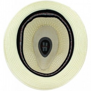 Fedoras Men Women Summer Woven Straw Trilby Fedora Hat in Ivory Tan Black - Ivory - CC18D0LKOAN $10.67