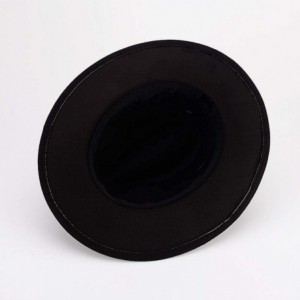 Fedoras Women or Men Woolen Felt Fedora Vintage Short Brim Crushable Jazz Hat - Black-leaf Belt - CR18MG7723R $18.97