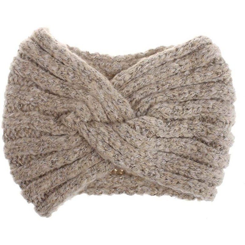 Headbands Ladies Winter Fashion Elastic Solid Plush Crossing Headband Multi-Function Headwear - Beige - CN18AOQZ2TM $8.39