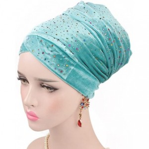 Skullies & Beanies Women's Muslim Scarf Hat Stretch Turban Headwear for Cancer Chemo - Green - CG18G82XNHN $9.57