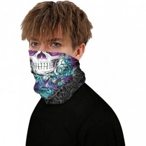 Skullies & Beanies Windproof Face Mask-Balaclava Hood-Cold Weather Motorcycle Ski Mask - Purple Skull - CB197ZKADQO $8.06