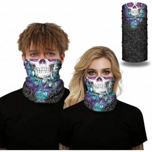 Skullies & Beanies Windproof Face Mask-Balaclava Hood-Cold Weather Motorcycle Ski Mask - Purple Skull - CB197ZKADQO $8.06