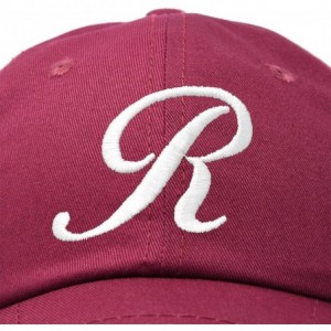 Baseball Caps Initial Hat Letter R Womens Baseball Cap Monogram Cursive Embroider - Maroon - CO18U37RI6S $12.16