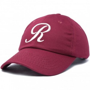 Baseball Caps Initial Hat Letter R Womens Baseball Cap Monogram Cursive Embroider - Maroon - CO18U37RI6S $12.16