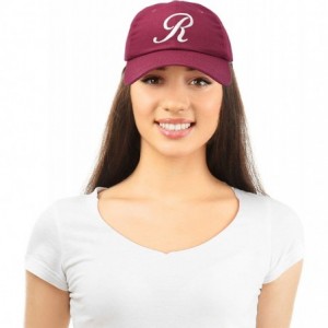 Baseball Caps Initial Hat Letter R Womens Baseball Cap Monogram Cursive Embroider - Maroon - CO18U37RI6S $12.16