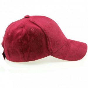 Sun Hats Classic Faux Leather Suede Adjustable Plain Baseball Cap - 2 Burgundy - C512N9R5XUO $8.23