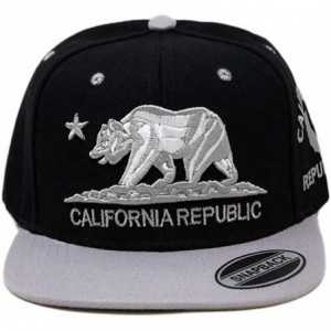 Baseball Caps California Republic Bear Logo Snapbacks Flat Brim Adjustable Snapback Hat Cap - Black Gray 01 - CE196XGKIXE $8.97