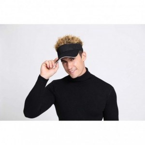 Visors Flair Hair Visor Sun Cap Wig Peaked Adjustable Baseball Hat with Spiked Hairs - Black Brown-upgraded - CS18I3TK65W $13.98