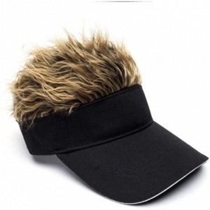 Visors Flair Hair Visor Sun Cap Wig Peaked Adjustable Baseball Hat with Spiked Hairs - Black Brown-upgraded - CS18I3TK65W $13.98