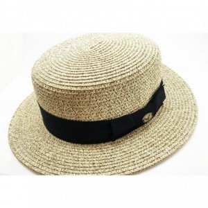 Fedoras Men's Summer Boater Straw Pork Pie Derby Fedora Flat Top Gambler Hat Natural - C912FFMR4M1 $13.27