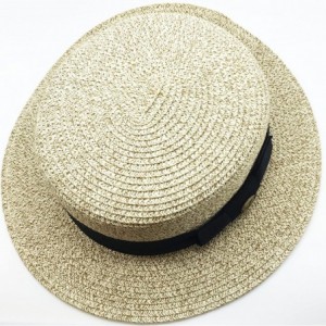 Fedoras Men's Summer Boater Straw Pork Pie Derby Fedora Flat Top Gambler Hat Natural - C912FFMR4M1 $13.27