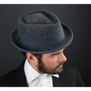 Fedoras Classic Diamond Porkpie Wool Felt Pork Pie Hat - Gris-chine - CL12O7PLOM8 $35.64