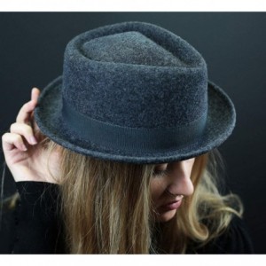 Fedoras Classic Diamond Porkpie Wool Felt Pork Pie Hat - Gris-chine - CL12O7PLOM8 $35.64