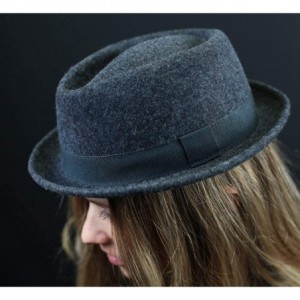 Fedoras Classic Diamond Porkpie Wool Felt Pork Pie Hat - Gris-chine - CL12O7PLOM8 $35.64