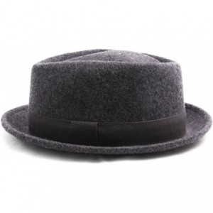 Fedoras Classic Diamond Porkpie Wool Felt Pork Pie Hat - Gris-chine - CL12O7PLOM8 $35.64