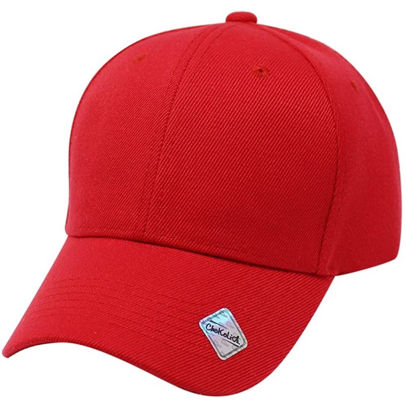 Baseball Caps Baseball Hat Adjustable Blank Cap Mid Profile Structured Baseball Cap - Ball Cap Red - CQ18IKG2EGQ $7.22