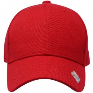 Baseball Caps Baseball Hat Adjustable Blank Cap Mid Profile Structured Baseball Cap - Ball Cap Red - CQ18IKG2EGQ $7.22