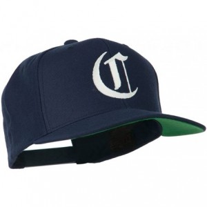 Baseball Caps Large Old English C Embroidered Flat Bill Cap - Navy - CH11MJ3MSUD $26.03