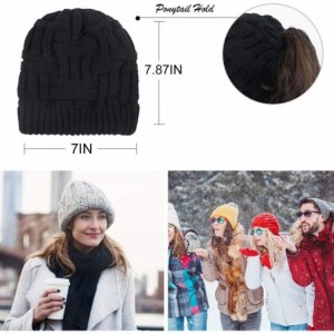 Skullies & Beanies Beanie Hat Ponytail BeanieTail - Black+blackwhite - CA18Z42244G $12.39