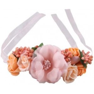 Headbands Rose Flower Crown Wreath Wedding Headband Wrist Band Set - Coral - CH183MY79LT $10.18