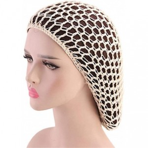 Skullies & Beanies Women Soft Rayon Snood Hat Hair Net Crocheted Hair Net Cap Mix Colors Dropshipping - Fw-12-beige - CF196Y6...