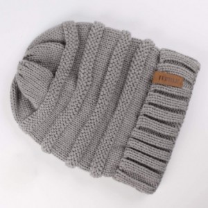 Skullies & Beanies Knitted Slouchy Oversized Crochet - Grey / Red - C318HSN6A9L $14.87