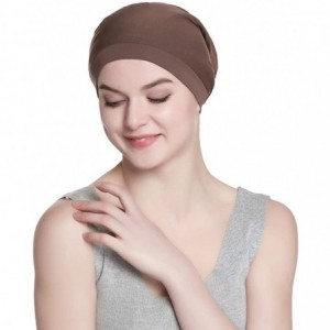 Skullies & Beanies Satin Lined Sleep Cap Slouchy Slap Hat — Soft Elastic Band- Stay All Night - Brown - CI18IWMYHU9 $15.75