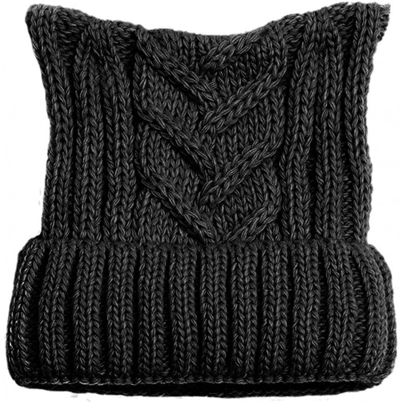 Skullies & Beanies Winter Knit Beanie Lady Women Rights March Pussycat Hat Handmade Cap - Black - CR18L3XZQZH $14.40