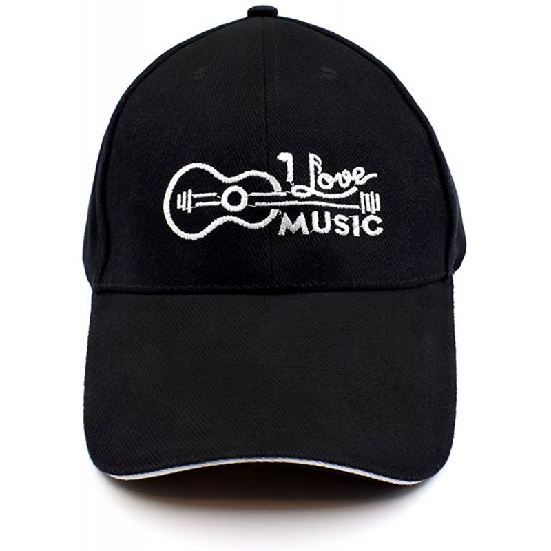 Baseball Caps Baseball Cap Black Cotton for Women Men with I Love Music Embroidered - Black - C218WI0QR4C $10.43